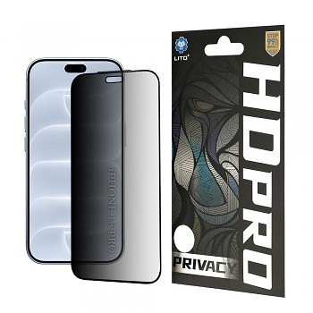 Lito HD Pro ochranné tvrzené sklo pro iPhone 18 Pro s privátním filtrem černé