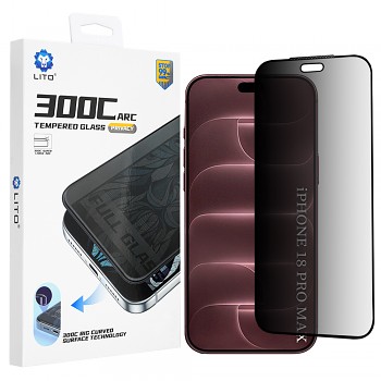 Lito D+ Max 300C tvrzené sklo s privátním filtrem pro iPhone 18 Pro Max černé