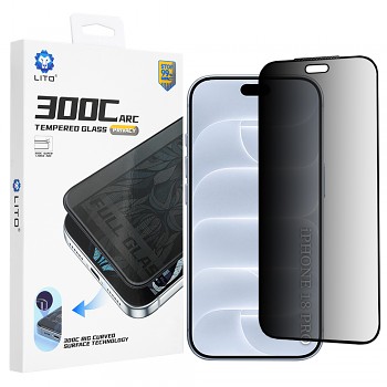 Lito D+ Max 300C tvrzené sklo pro iPhone 18 Pro s privátním filtrem černé