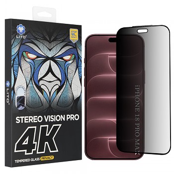 Tvrzené sklo Lito D+ Max 4K s privátním filtrem pro iPhone 18 Pro Max černé