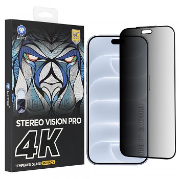 Lito D+ Max 4K Privacy tvrzené sklo pro iPhone 18 Pro s privátním filtrem černé