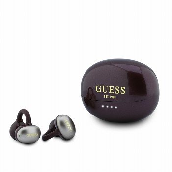 Guess Metallic Finish Classic Logo OWS Bezdrátová Sluchátka Burgundy