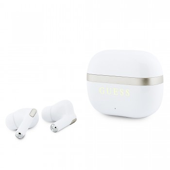 Guess Gold Line Glossy Finish TWS Bezdrátová Sluchátka White