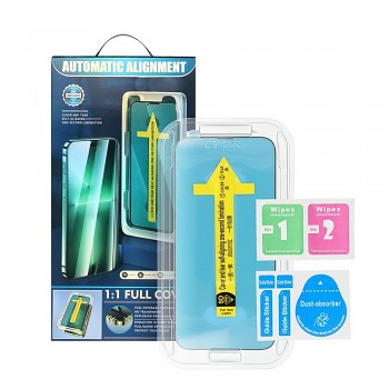 Tvrzené sklo 5D Full Glue pro iPhone 16 s aplikátorem černé