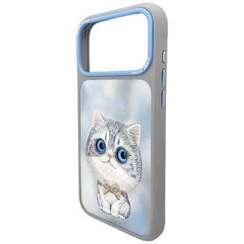 Kryt NIMMY Big Eyed Silver Shaded Cat pro iPhone 18 Pro Max / iPhone 17 Pro Max šedý