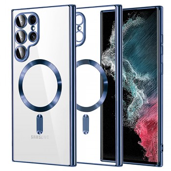 Techsuit Luxury Crystal MagSafe kryt pro Samsung Galaxy S22 Ultra 5G tmavě modrý