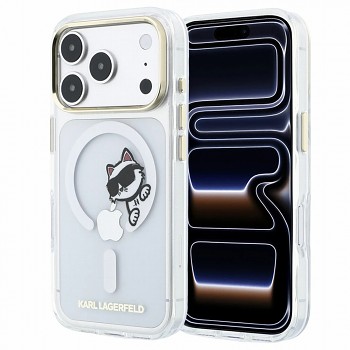 Karl Lagerfeld IML Peekaboo Print and Metal Frame MagSafe kryt pro iPhone 18 Pro Max / iPhone 17 Pro Max KLHMP18X6HCPSCT průhledný
