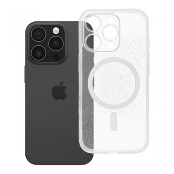 Kryt Clear Mag Cover Glitter pro iPhone 16 Pro s MagSafe průhledný se třpytkami