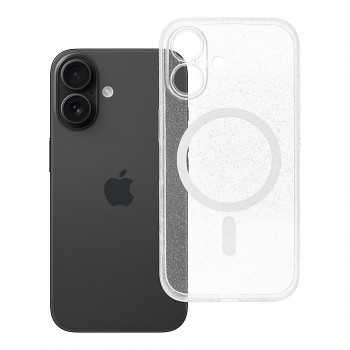 Kryt Clear Mag Cover Glitter na iPhone 16 s MagSafe třpytivý průhledný