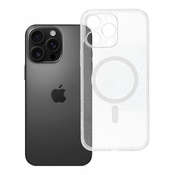 Kryt Clear Mag Cover Glitter pro iPhone 16 Pro Max s podporou MagSafe a ochranou fotoaparátu průhledný se třpytkami