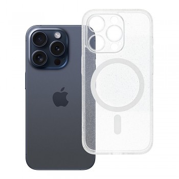 Kryt Clear Mag Cover Glitter pro iPhone 15 Pro s podporou MagSafe průhledný se třpytkami