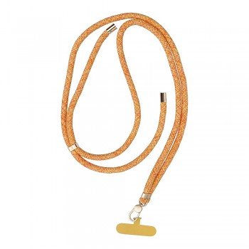 Nastavitelná šňůrka na krk a rameno pro telefon SWING (8mm) délka 165 cm max 82.5 cm ve smyčce oranžovo-bílá