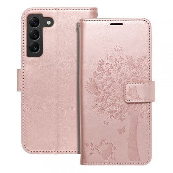Knížkové pouzdro Mezzo Book tree pro Samsung Galaxy S22 růžově zlaté