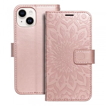 Knížkové pouzdro Mezzo Book mandala pro iPhone 14 růžově zlaté
