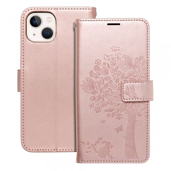 Knížkové pouzdro Mezzo Book tree pro iPhone 13 růžově zlaté