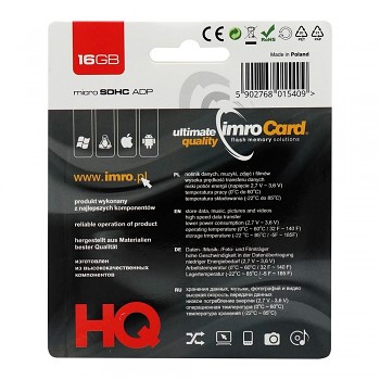 IMRO paměťová karta microSDHC 16GB s SD adaptérem