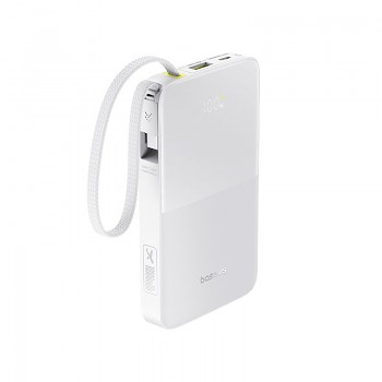 Baseus EnerFill FC51 Bipow 2 Pro 22.5W Powerbanka s Integrovaným Kabelem 10000mAh Moon White