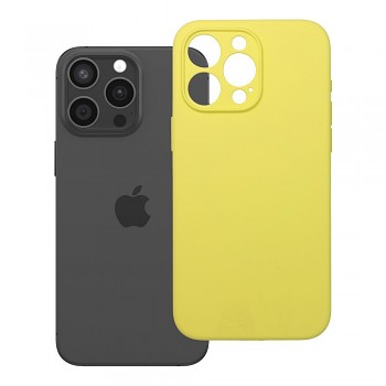 Silikonový kryt 2mm s ochranou fotoaparátu pro iPhone 15 Pro Max kompatibilní s MagSafe žlutý