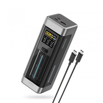 Powerbanka Cuktech Power Bank P23 210 W 25000 mAh (2 ks) USB-C USB 1.54" TFT displej s USB-C kabelem šedá