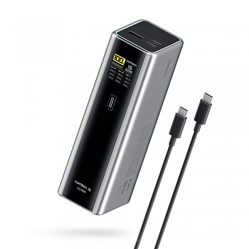 Powerbanka Cuktech PB200U 20000 mAh 210 W PD3.1 s USB-C kabelem (2 ks) USB-C USB a 1.3" TFT displejem šedá