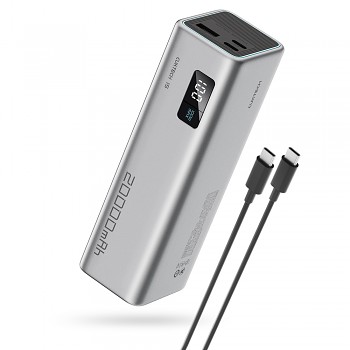 Powerbanka Cuktech PB200 20000 mAh 100 W 2x USB-C USB-A s kabelem šedá