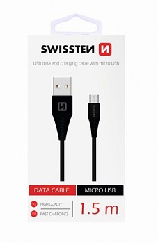 Datový kabel Swissten microUSB 1,5m černý