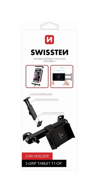 Držák na tablet do auta Swissten S-Grip T1-OP na opěrku hlavy černý 30306