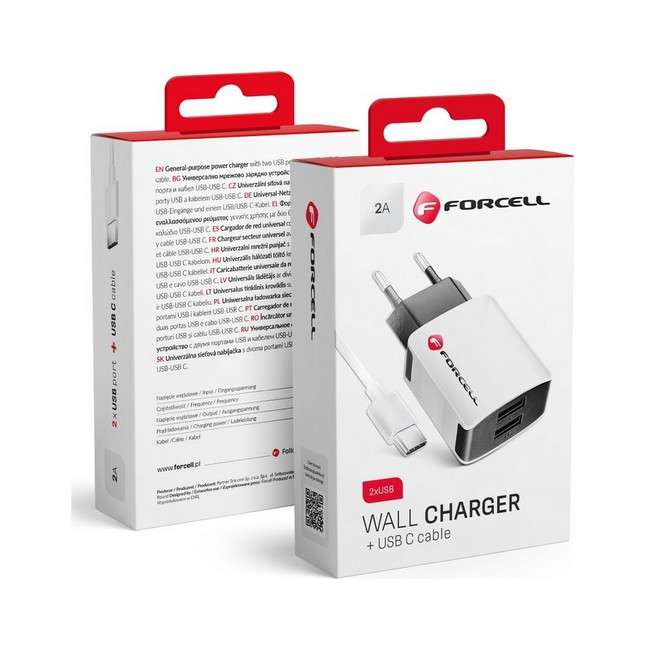 Nabíječka Forcell USB-C (Type C) 2A bílá