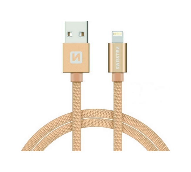 Levně Datový kabel Swissten Lightning pro iPhone 2m zlatý 30511