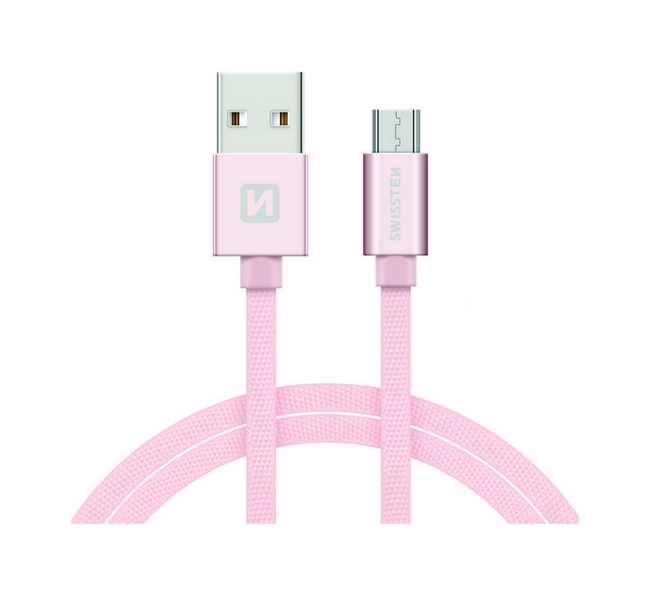 Levně Datový kabel Swissten microUSB 2m růžový 30515