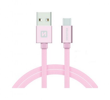 Datový kabel Swissten USB-C (Type-C) 2m růžový
