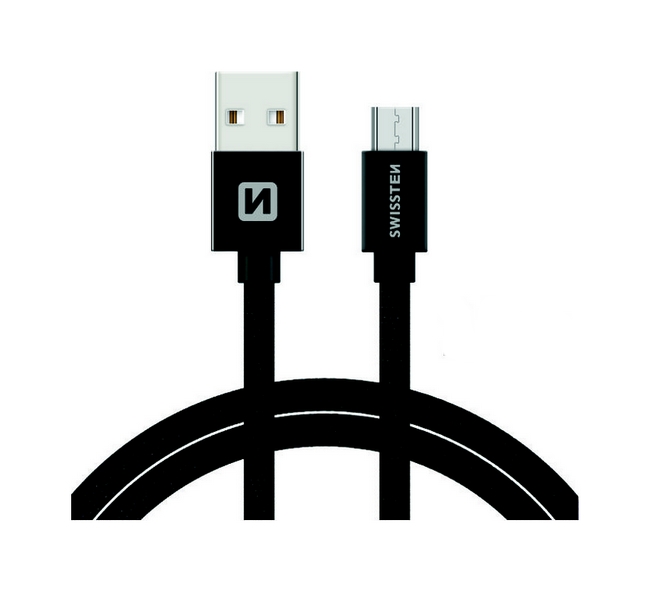 Levně Datový kabel Swissten microUSB 1,2m černý 30639