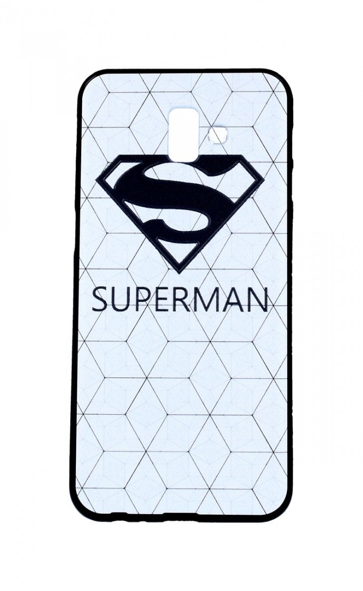 Zadní 3D silikonový kryt na Samsung J6+ bílý Superman