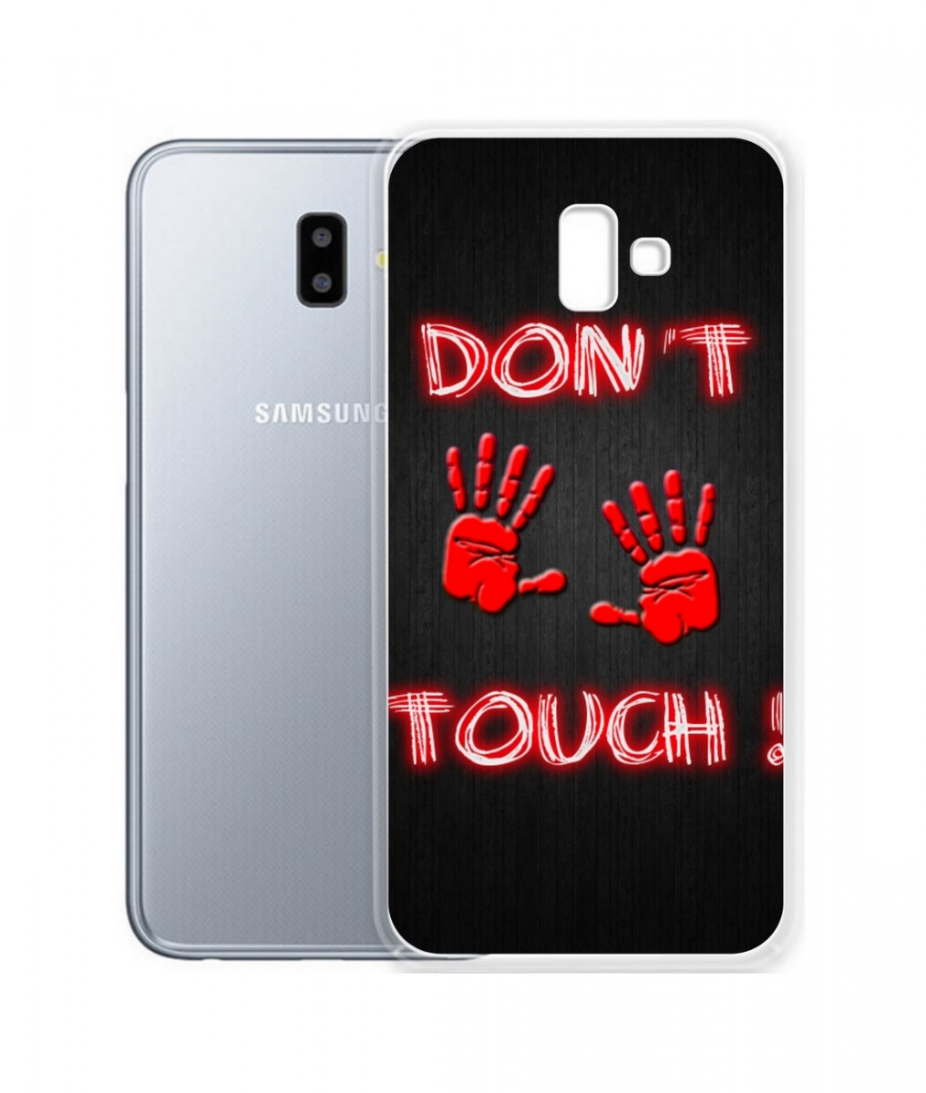 Levně Pouzdro TopQ Samsung J6+ silikon Don't touch red 34044 (kryt neboli obal na mobil Samsung J6+)