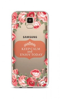 Zadní silikonový kryt na Samsung J6 Keep Calm Flowers 3