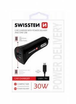 Nabíječka do auta Swissten microUSB 30W černá 