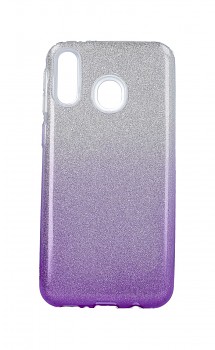 Zadní pevný kryt na Samsung M20 glitter stříbrno-fialový 