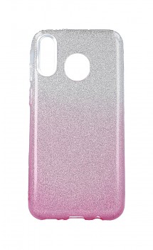 Zadní pevný kryt na Samsung M20 glitter stříbrno-růžový