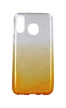 Zadní pevný kryt na Samsung M20 glitter stříbrno-oranžový 