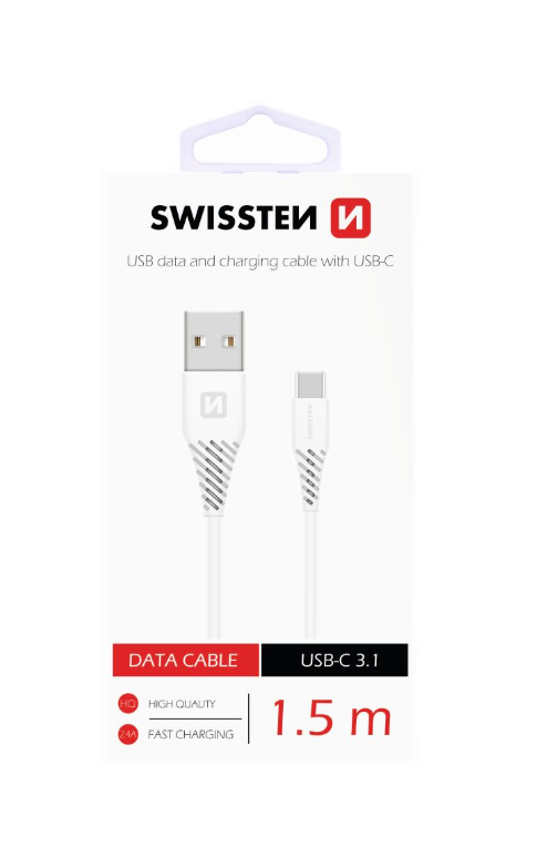 Levně Datový kabel Swissten USB-C (Type-C) 1.5 m bílý 41817