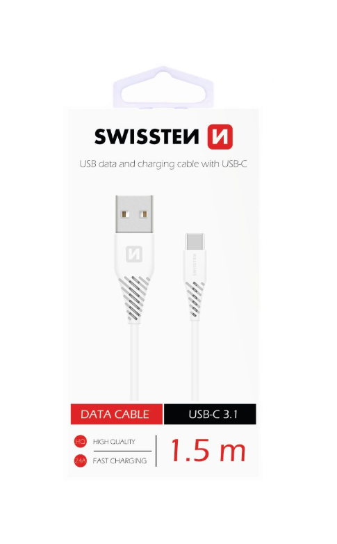Datový kabel Swissten USB-C (Type-C) 1.5 m bílý