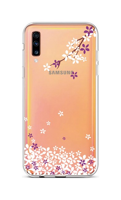 Zadní silikonový kryt na Samsung A70 Květy sakury   