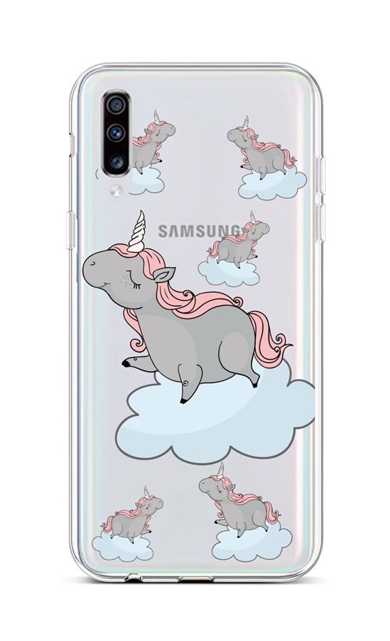 Zadní silikonový kryt na Samsung A70 Grey Unicorns