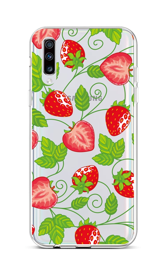 Levně Kryt TopQ Samsung A70 silikon Strawberries 42564 (pouzdro neboli obal na mobil Samsung A70)