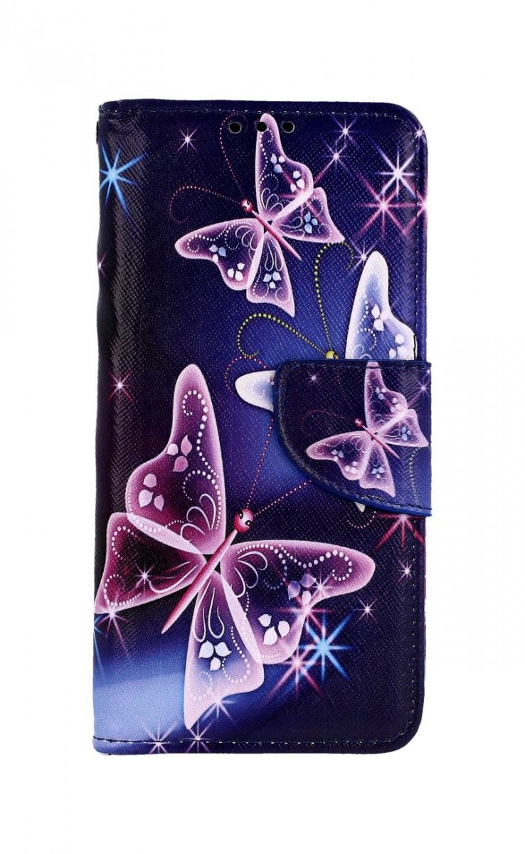 Pouzdro TopQ Samsung A20e knížkové Modré s motýlky 42899 (kryt neboli obal na mobil Samsung A20e)