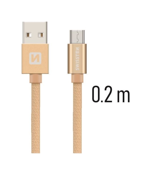 Levně Datový kabel Swissten microUSB 0,2m zlatý 43807