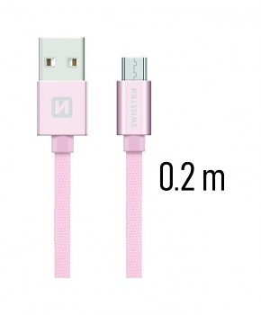 Datový kabel Swissten microUSB 0,2m růžový