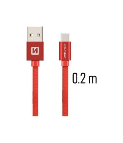 Datový kabel Swissten USB-C (Type-C) 0,2m červený 43813