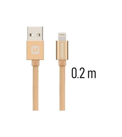 Levně Datový kabel Swissten Lightning 0,2m zlatý 43826