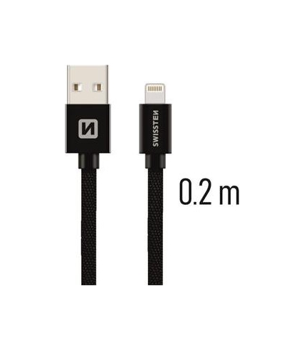 Levně Datový kabel Swissten Lightning 0,2m černý 43829